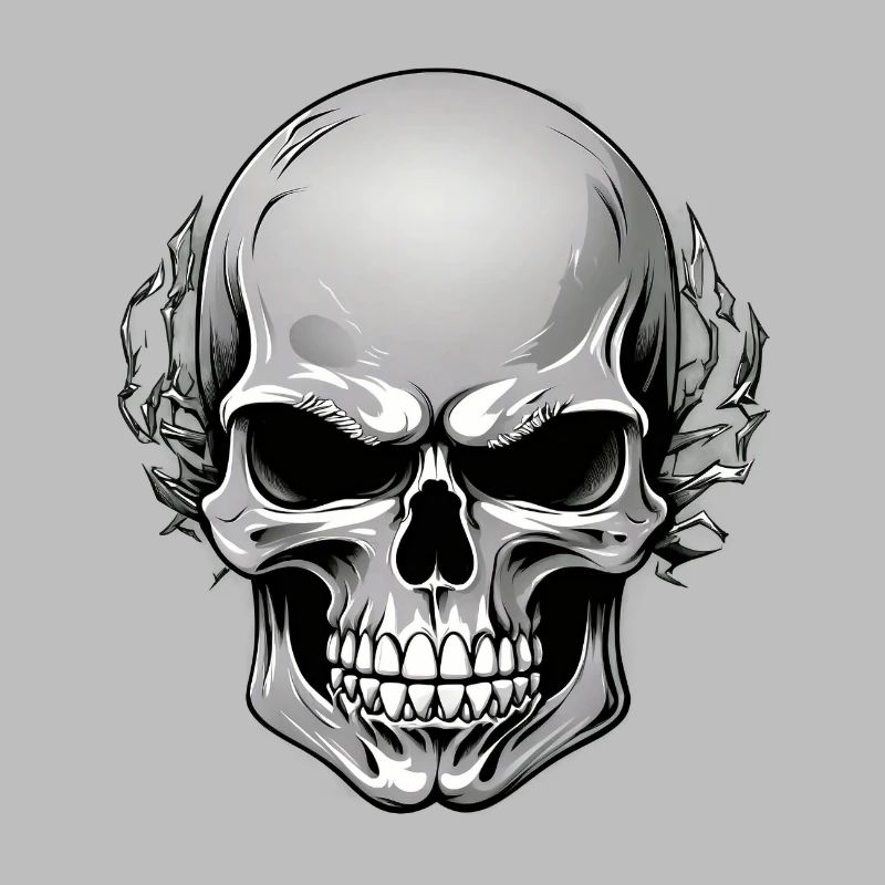 Schädel mit dunklem Blattkranz