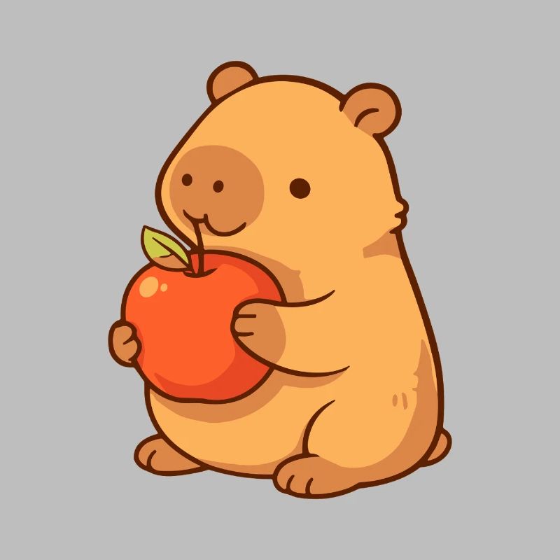 Illustration de capybara avec pomme