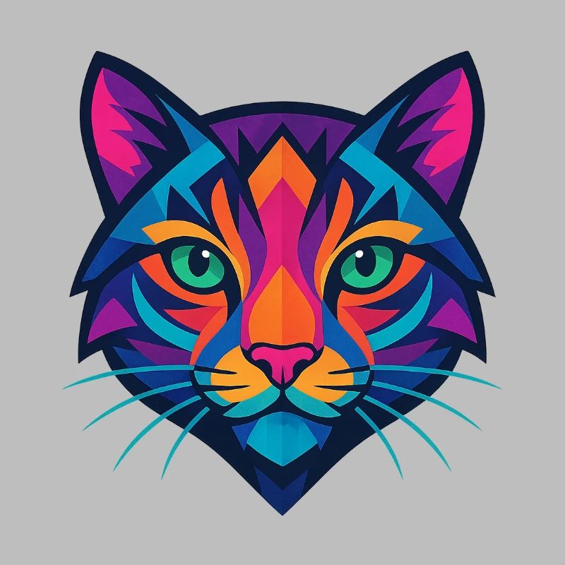 Buntes geometrisches Katzengesicht
