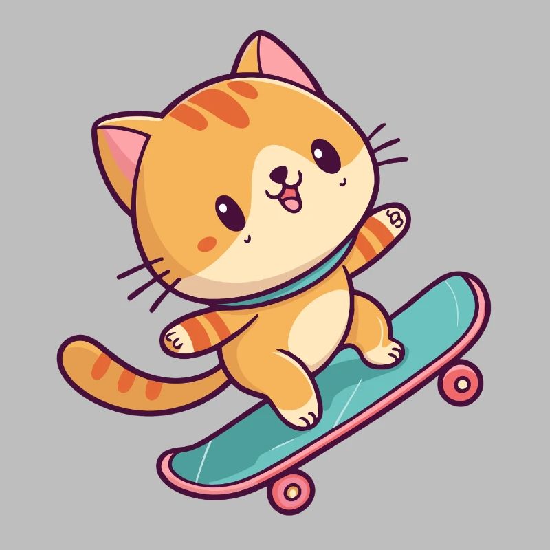 Buntes Skateboard-Kätzchen