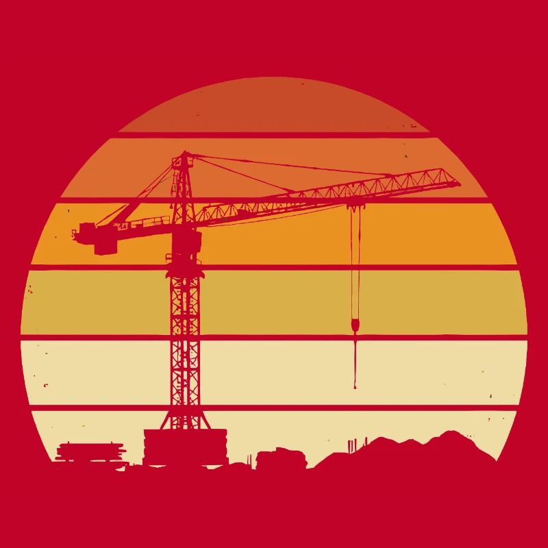 Crane Operator Retro Design – Construction Site & Construction Crane