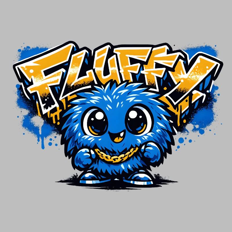 Fluffy Graffiti Blaues Maskottchen