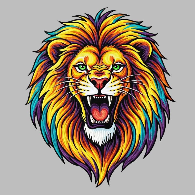 Neon-Regenbogenlöwen-Explosion