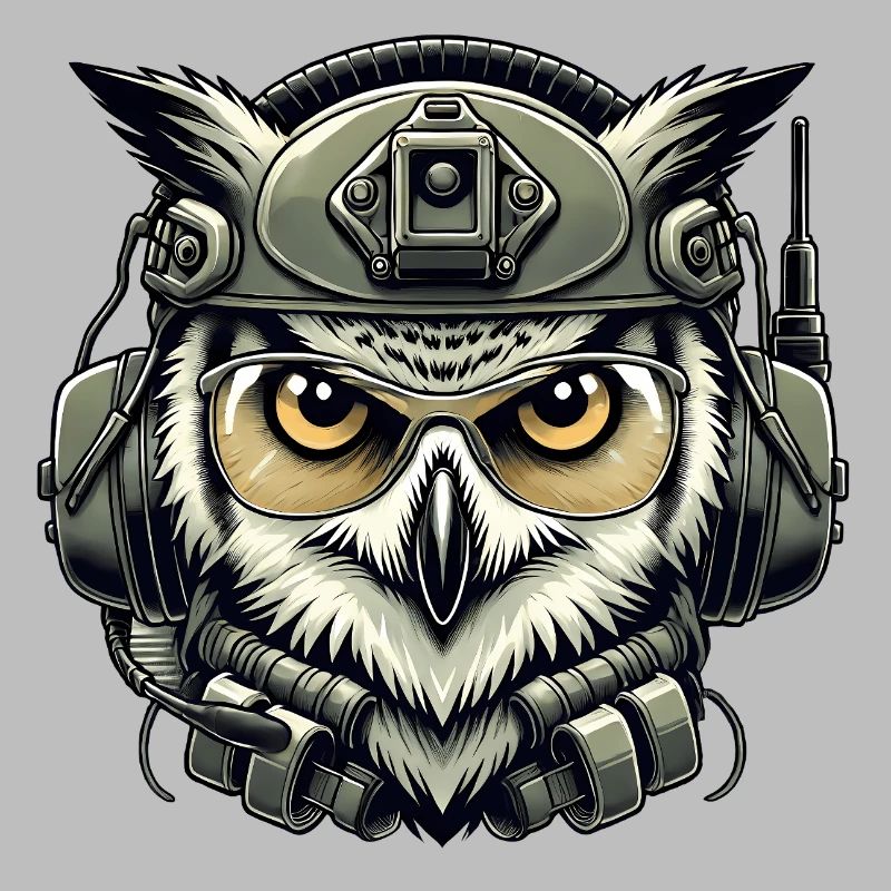 Taktische Eule mit Helm