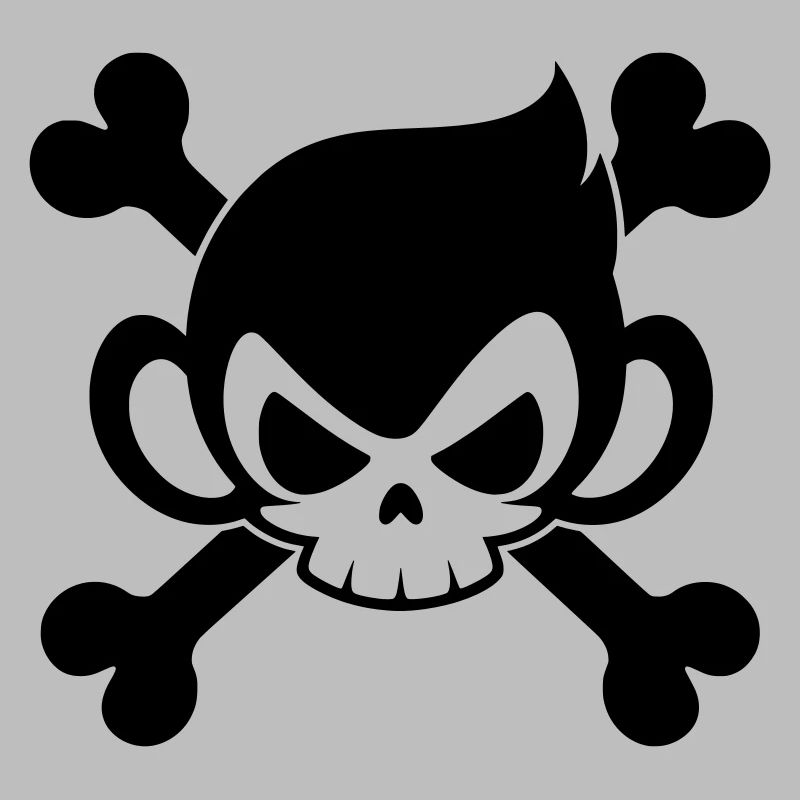 Funny skull monkey with crossed bones