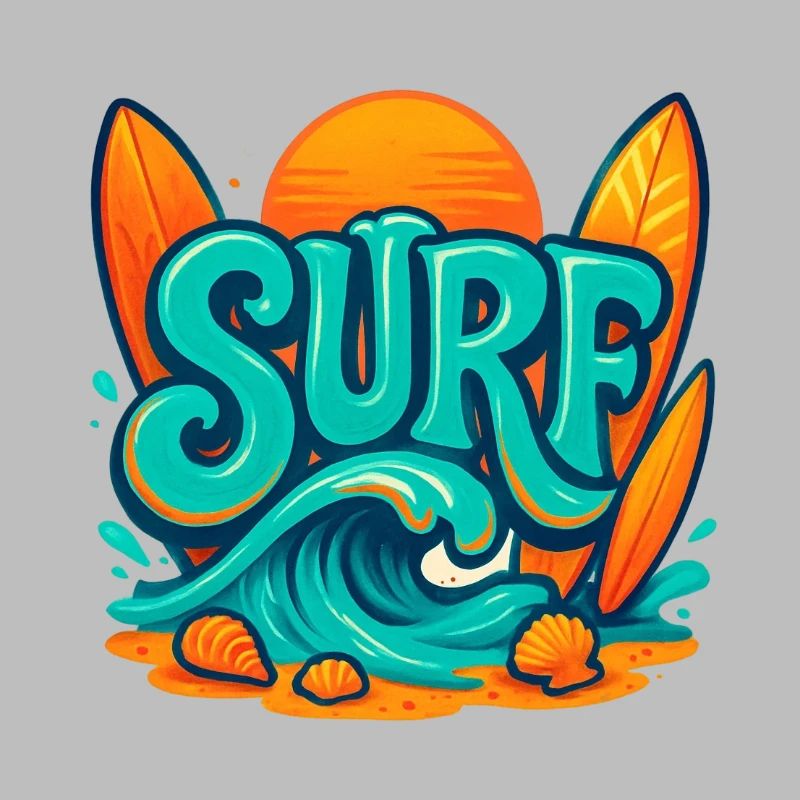Sunset Surf Word Art