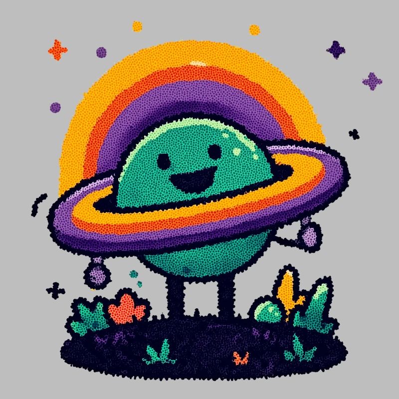 Bunter Planet mit Ring