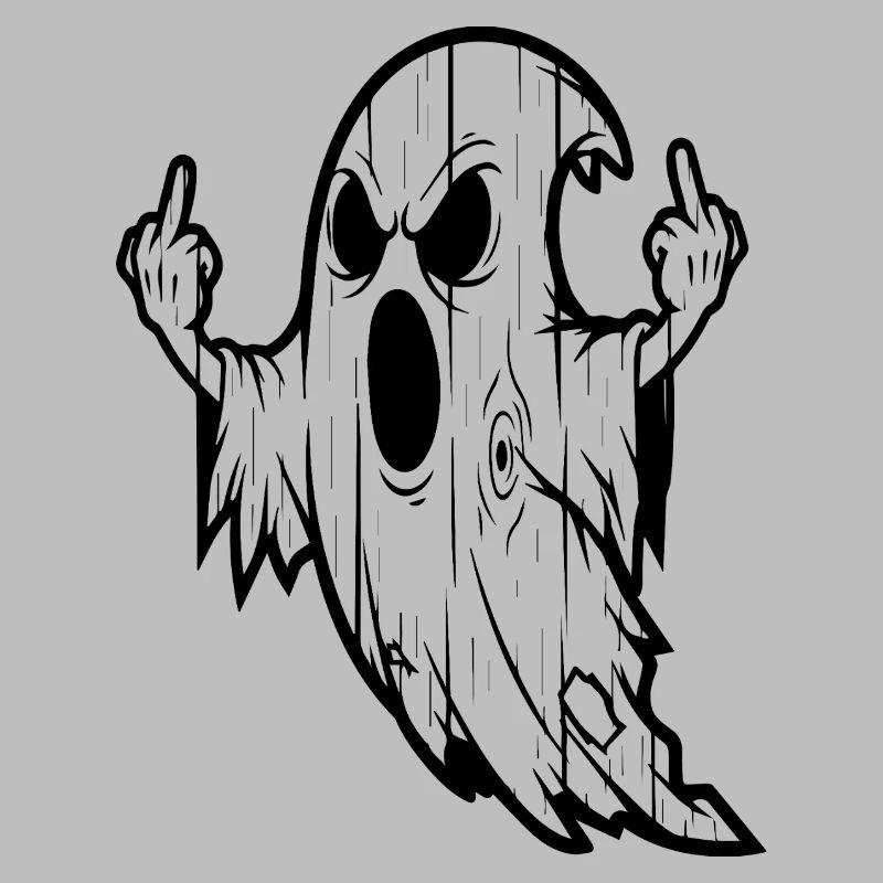 Geist mit Mittelfinger-Geste