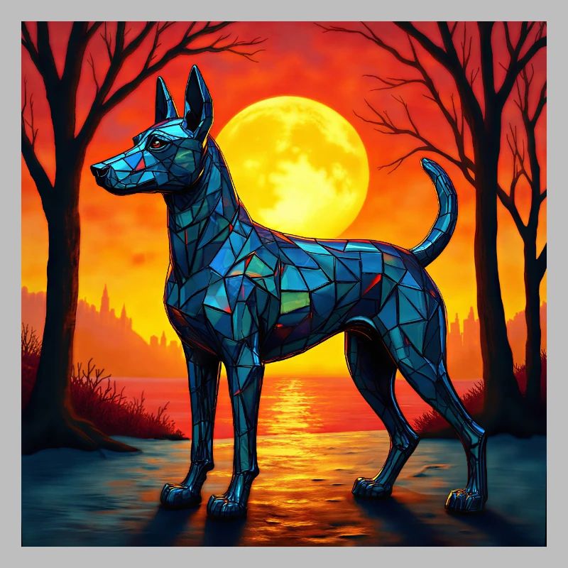Moonlit Night Polygon Wolf