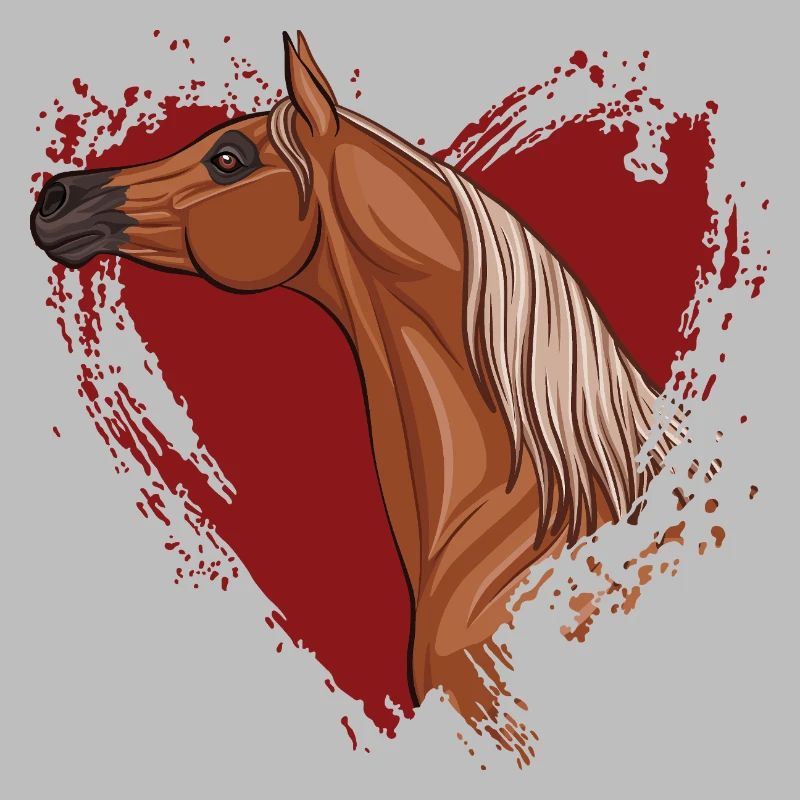 Der Kopf eines arabischen Pferdes und ein rotes Herz