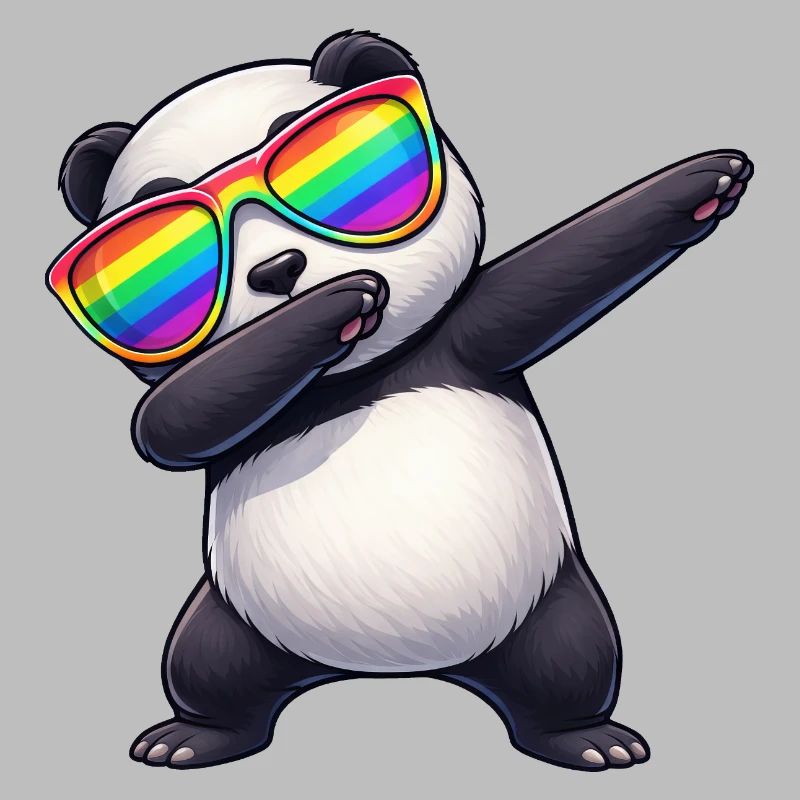 Süßer Cartoon Panda Dabbing Sonne Regenbogen Cool