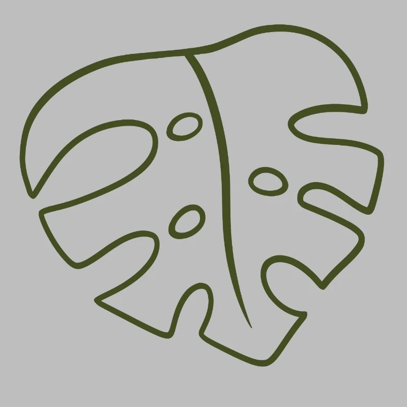 Monstera Line Art Leaf