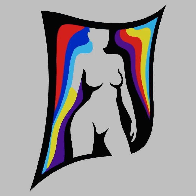 Shadow Figure with Rainbow Wings