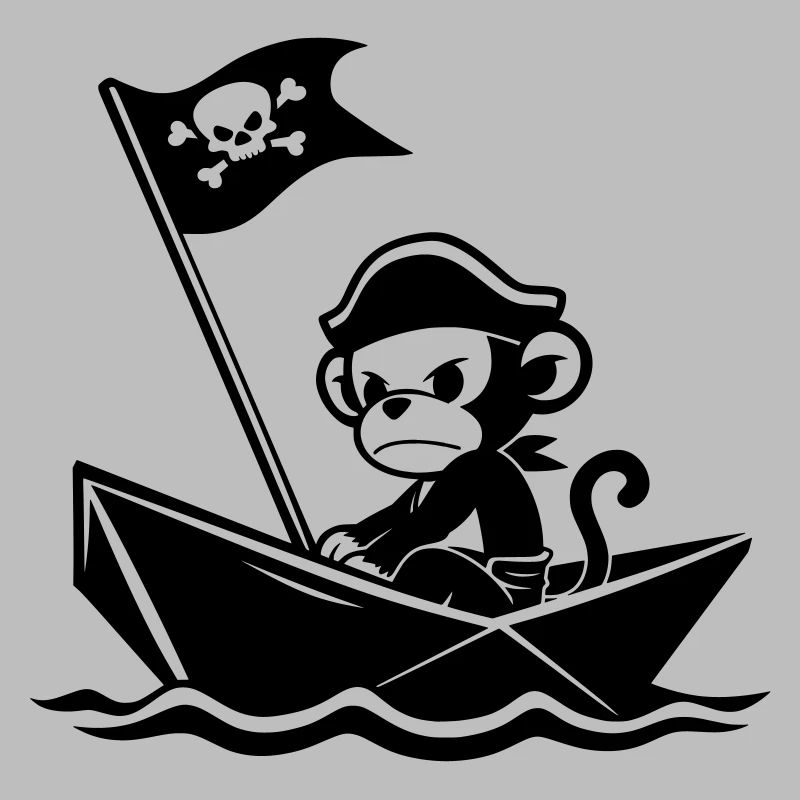 Singe pirate en colère dans le bateau