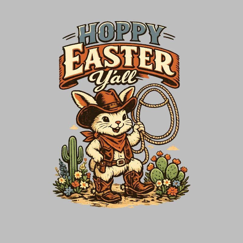 Happy Easter Easter Cowboy Lasso retro