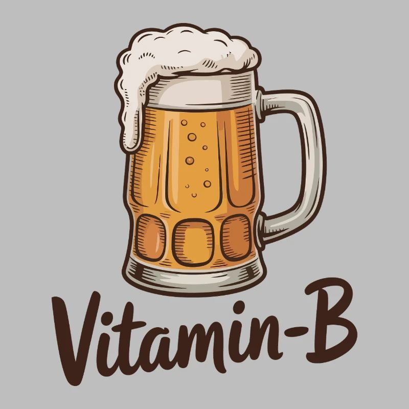 Concept de jeu de mots drôle avec une bouteille de bière à la vitamine B