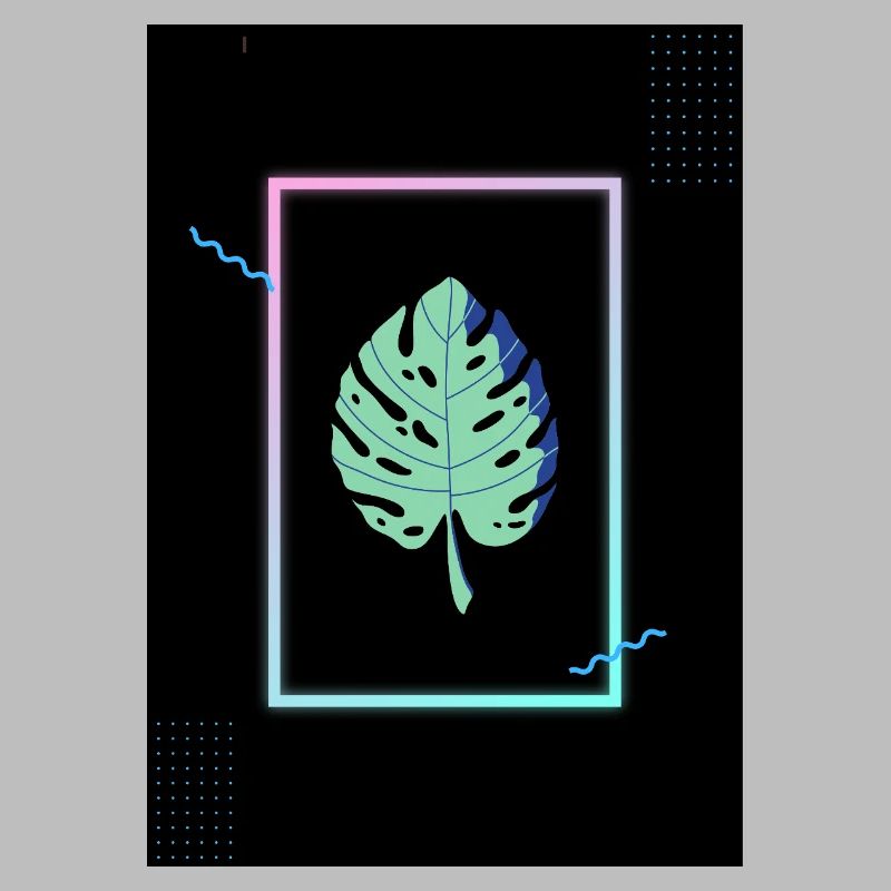 Monstera Neon Frame