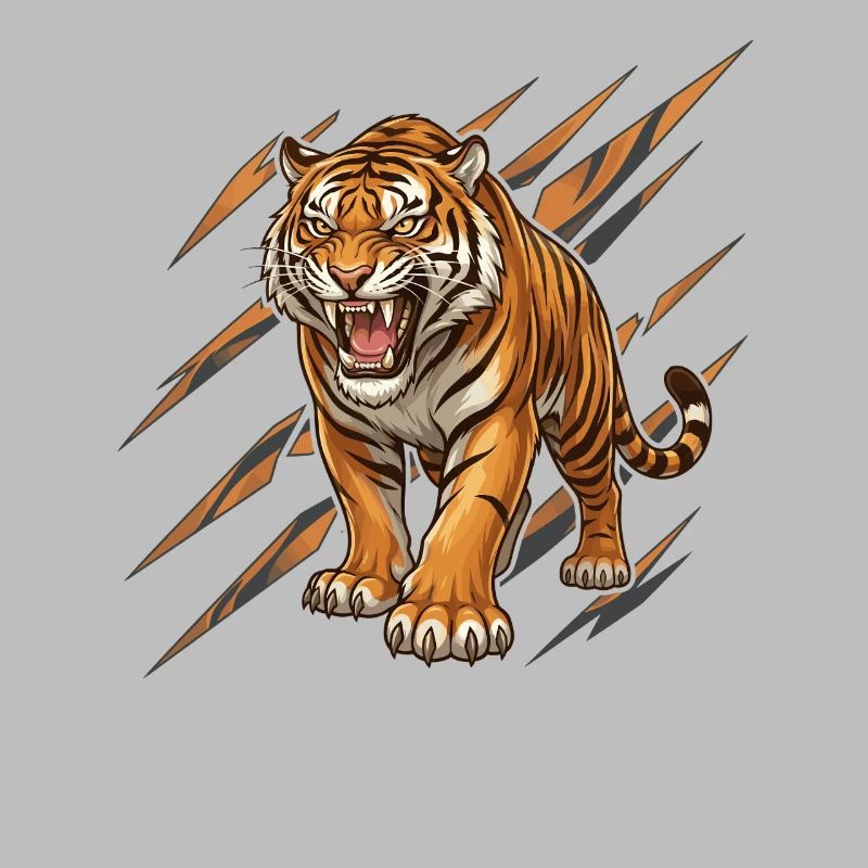 Wild tiger in scratch pattern