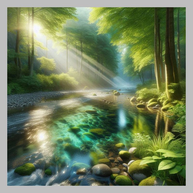 Sunshine in a forest stream