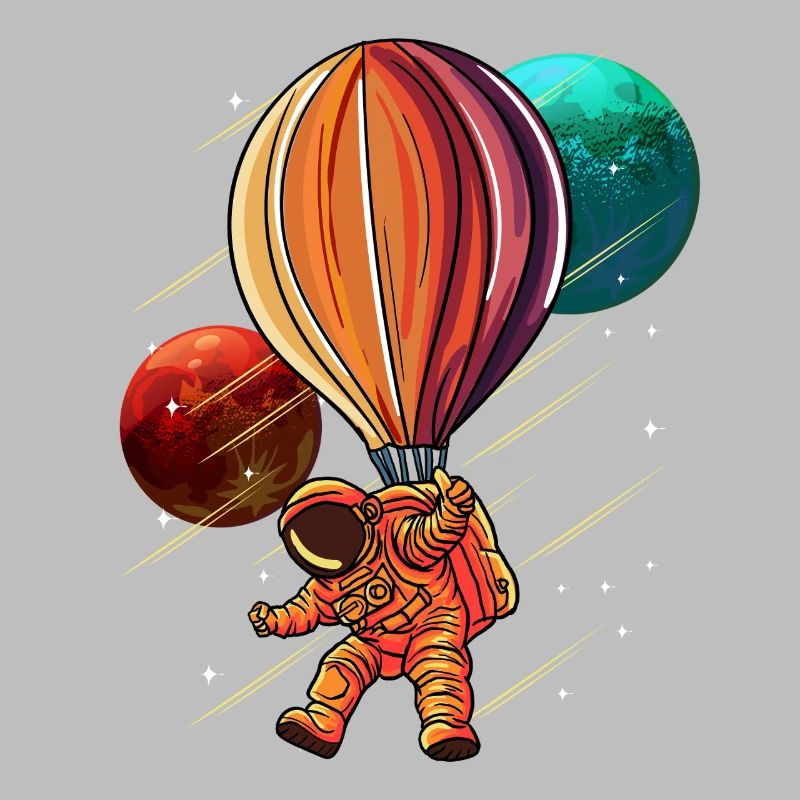 Astronaute en vol en montgolfière dans l’espace