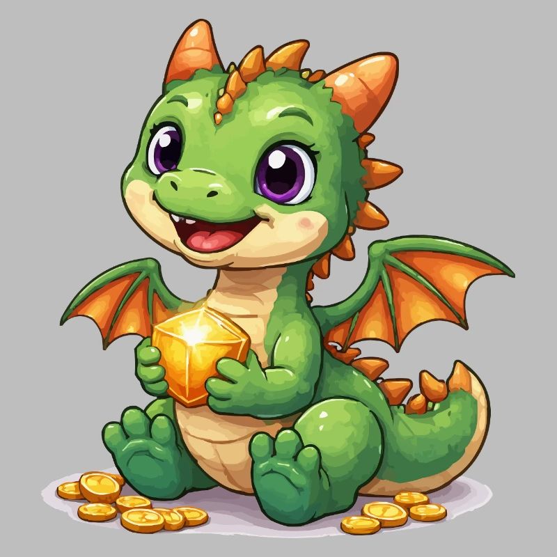 Kleiner Drache mit Gold