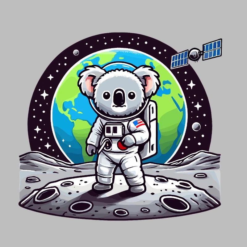 Astronaute koala sur le sol lunaire