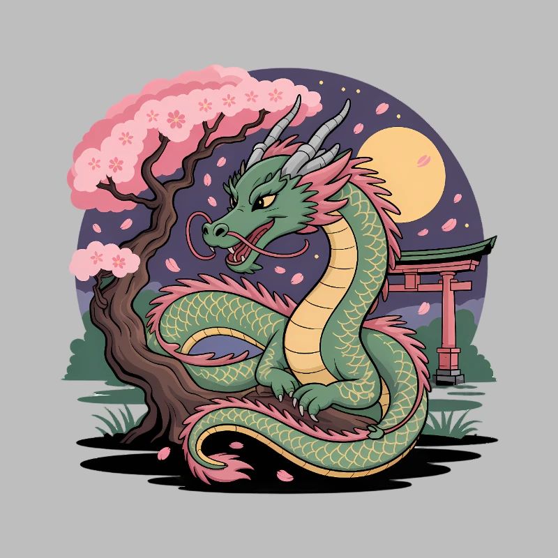 Dragon Sakura sous lune