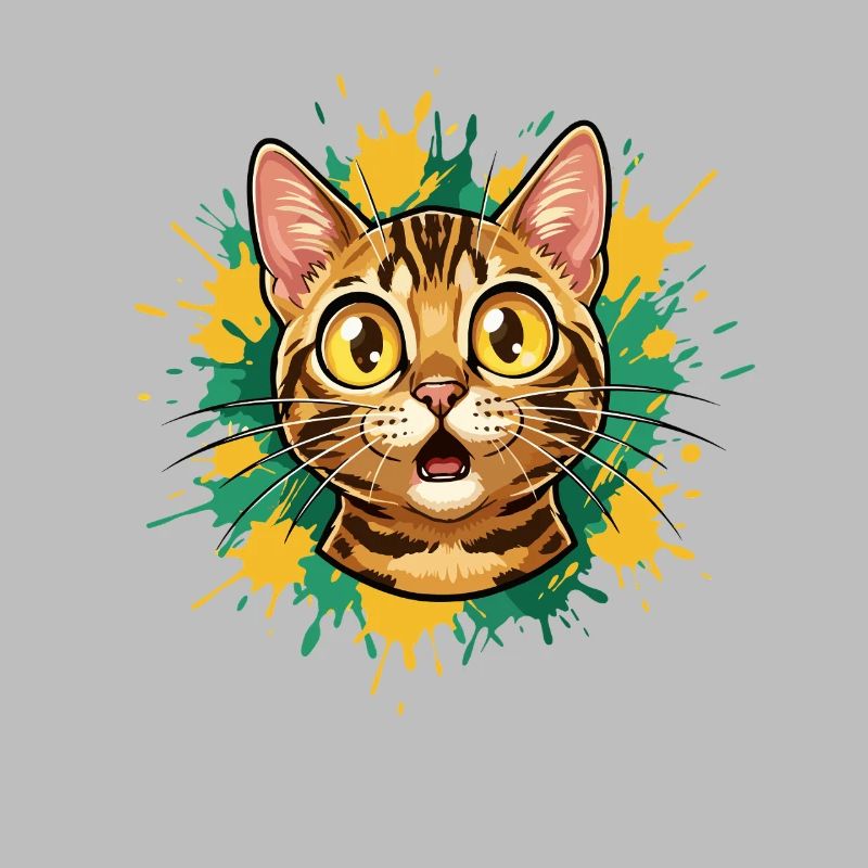 Cat Head Color Explosion Illustration