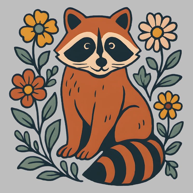 Panda roux dans le cercle de fleurs