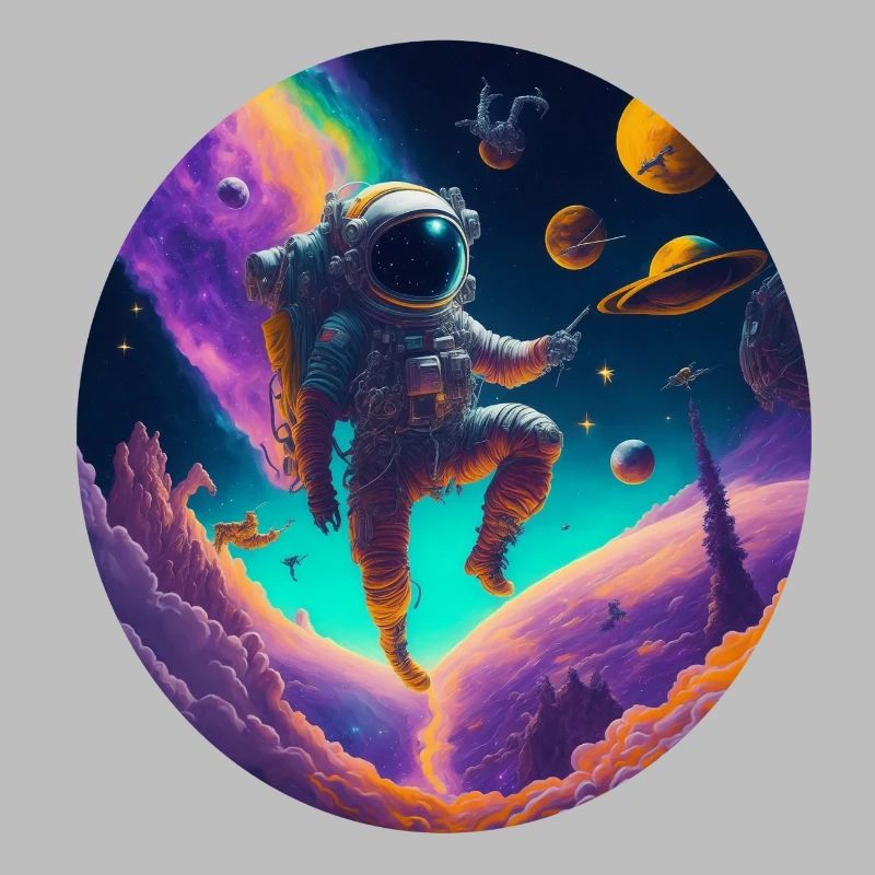 Astronaut in a colorful cosmos