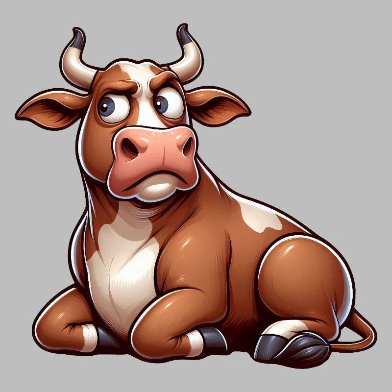 Lustige Kuh Cartoon Skeptischer Stier Comic