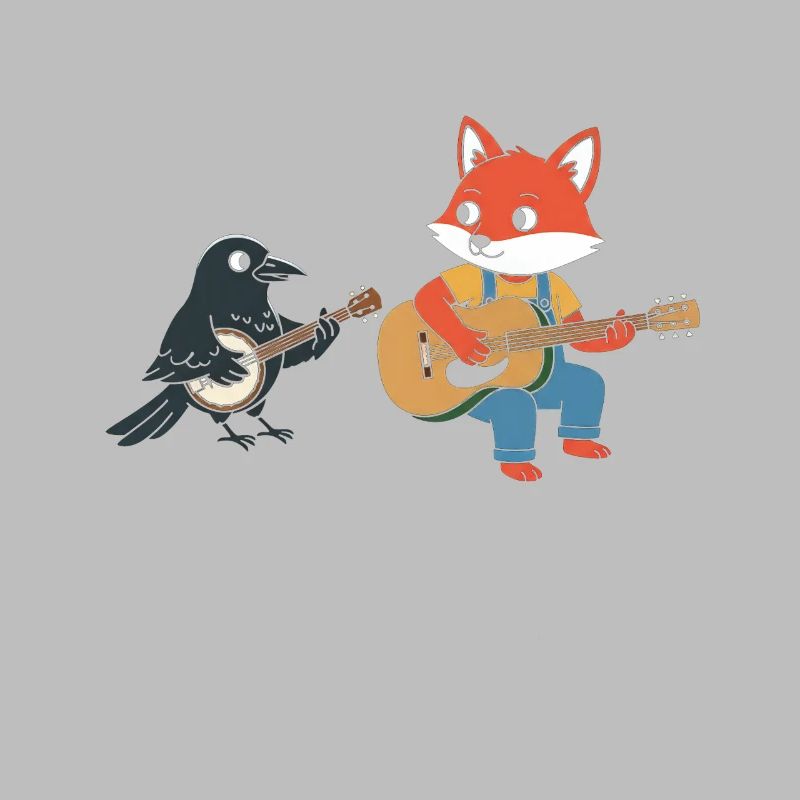 Fox Guitar Crow