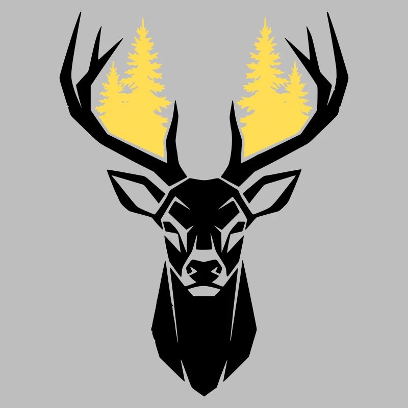 Deer Head Forest Silhouette