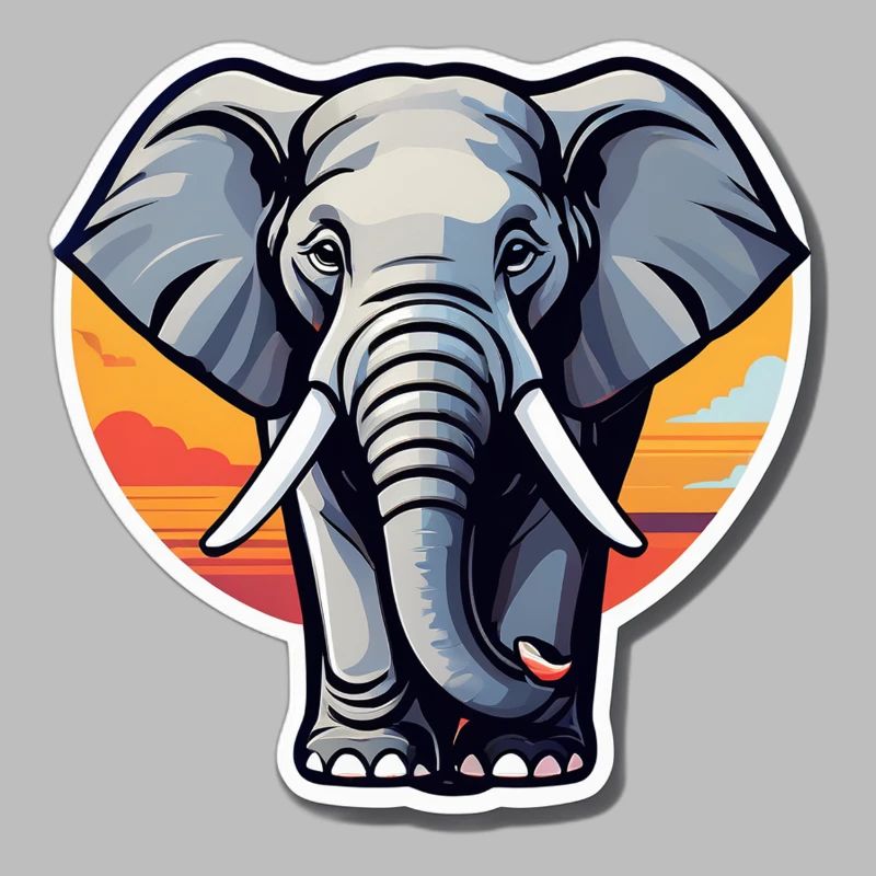 Éléphant coucher soleil sticker