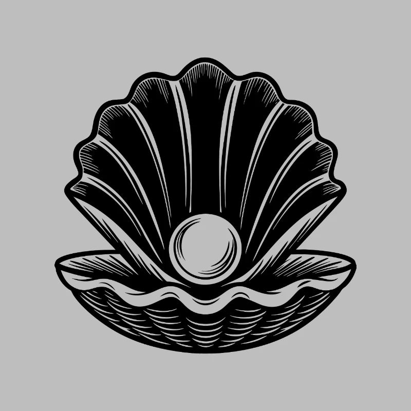 Clam with Pearl isolated on white background