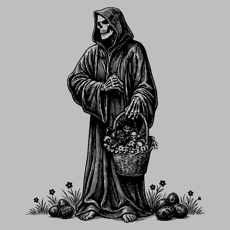 Todesfigur Osterkorb Versteckte Eier Gras