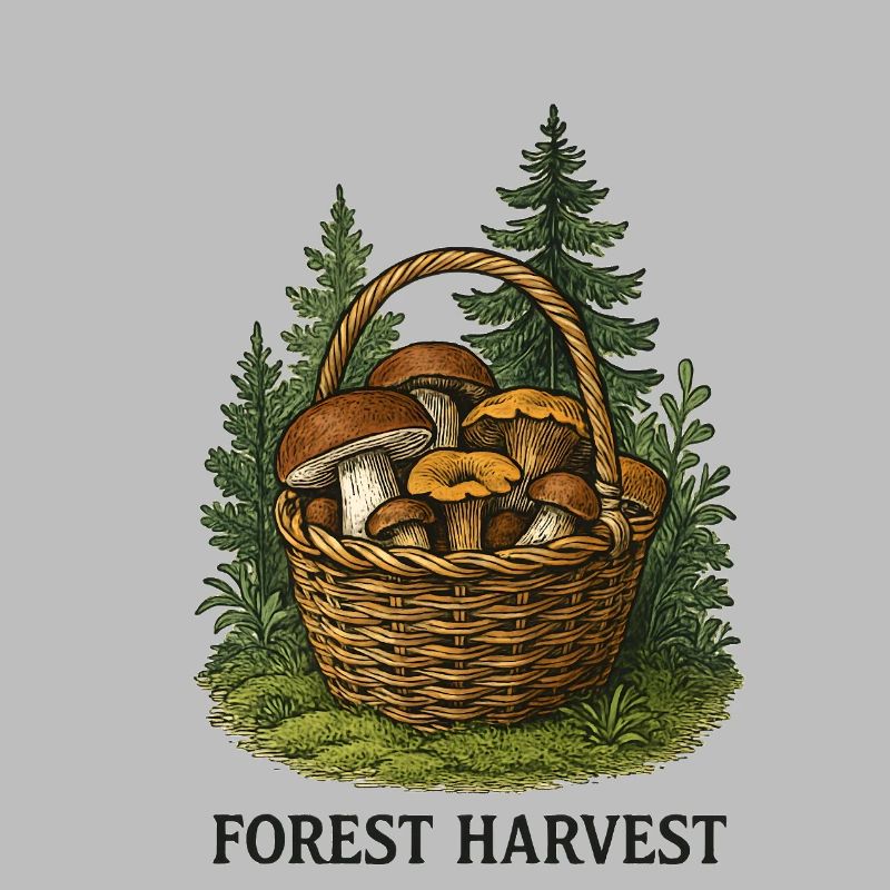 Panier de récolte forestière avec champignons