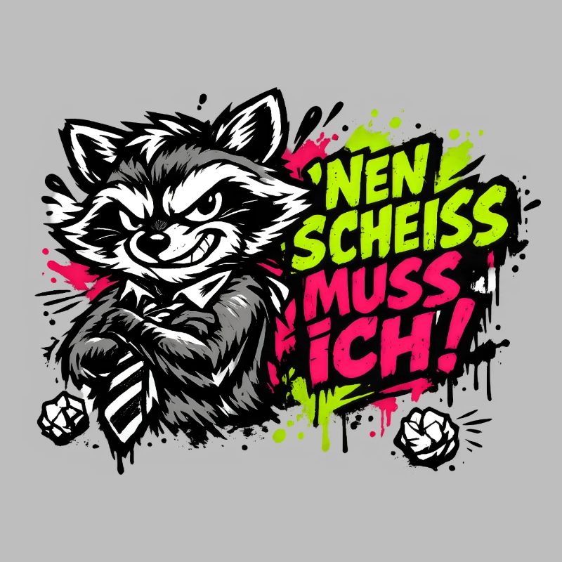 Lustiger Waschbär Spruch Nen Scheiss muss ich