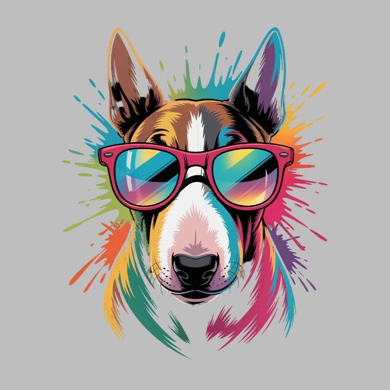 Bunter Bullterrier Wasserfarben Spritzer Graffiti