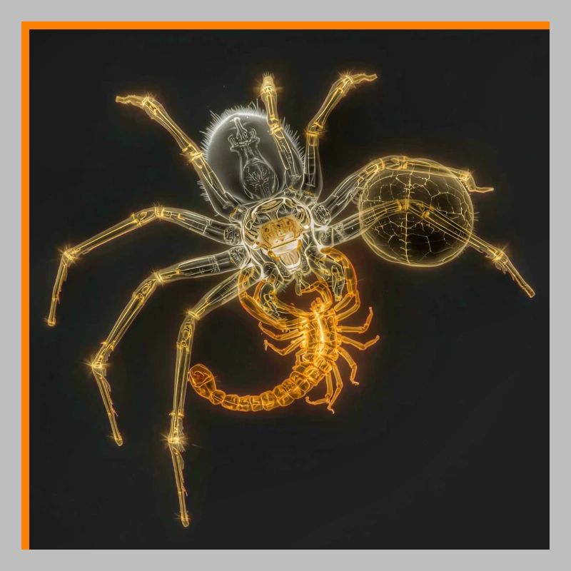 Neon-Spinne mit funky Tails