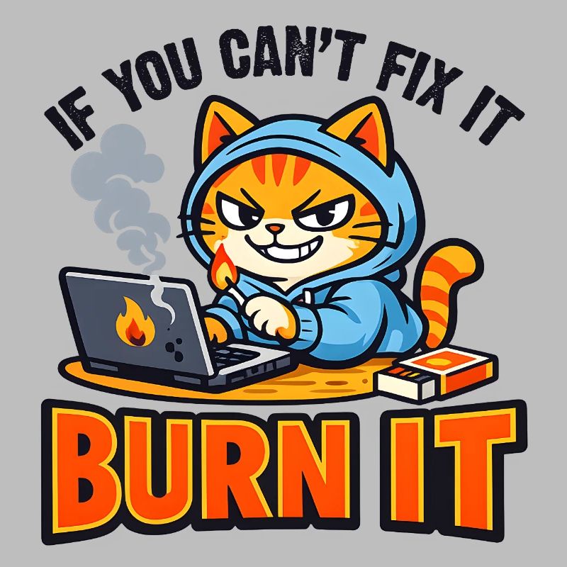 Computer Scientist Cat Burn It - Funny Saying