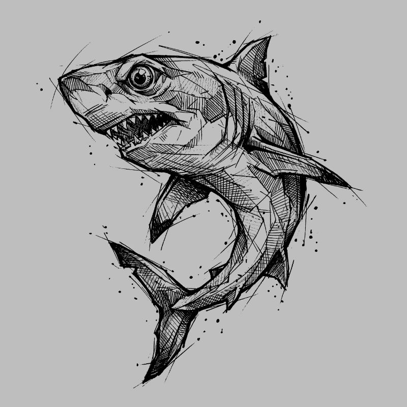 Shark Geometric - Modern Shark Sketch Design