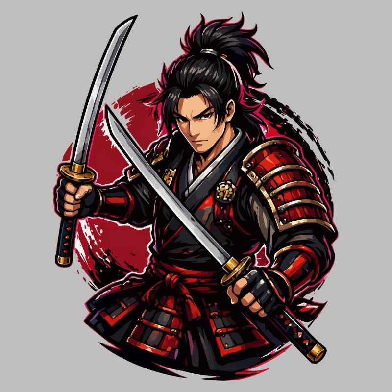 Combattant Samouraï dans Red Swirl