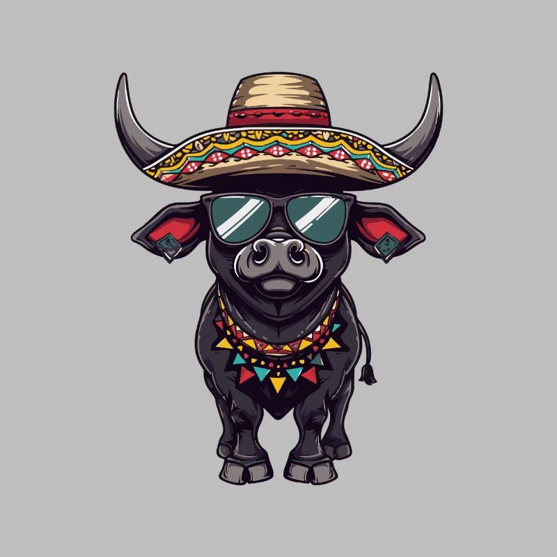 Stier Comic Lustig Sombrero