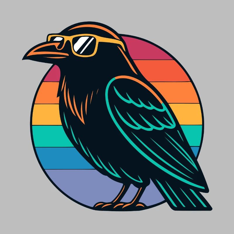 Retro Rainbow Raven