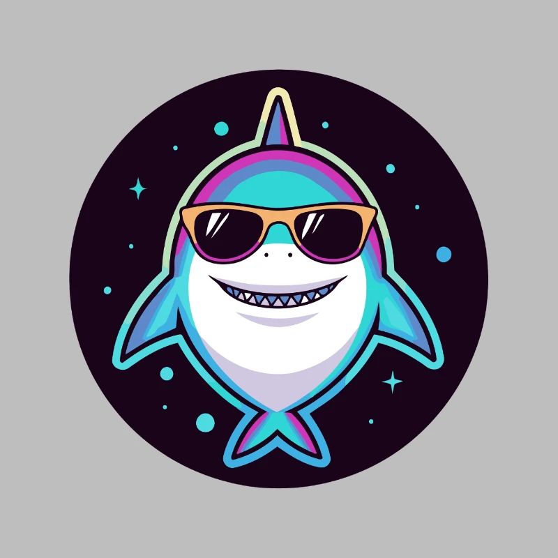 Neon-Regenbogenhai mit Sonnenbrille