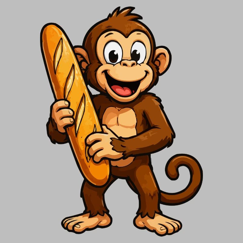 Affe mit Baguette