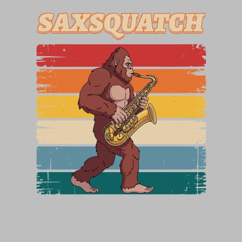 Sax Squatch sur des rayures rétro