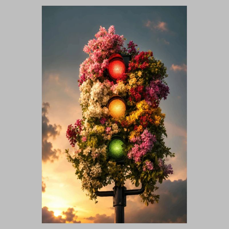 Lumière florale de feu de circulation