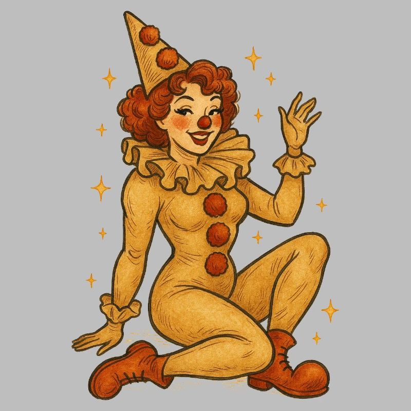 Clown de cirque vintage aux tons chauds